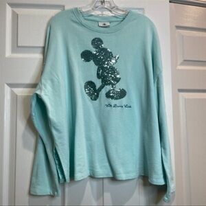Disney Parks Mickey Mouse Reversible Sequin Sweatshirt 1X Black